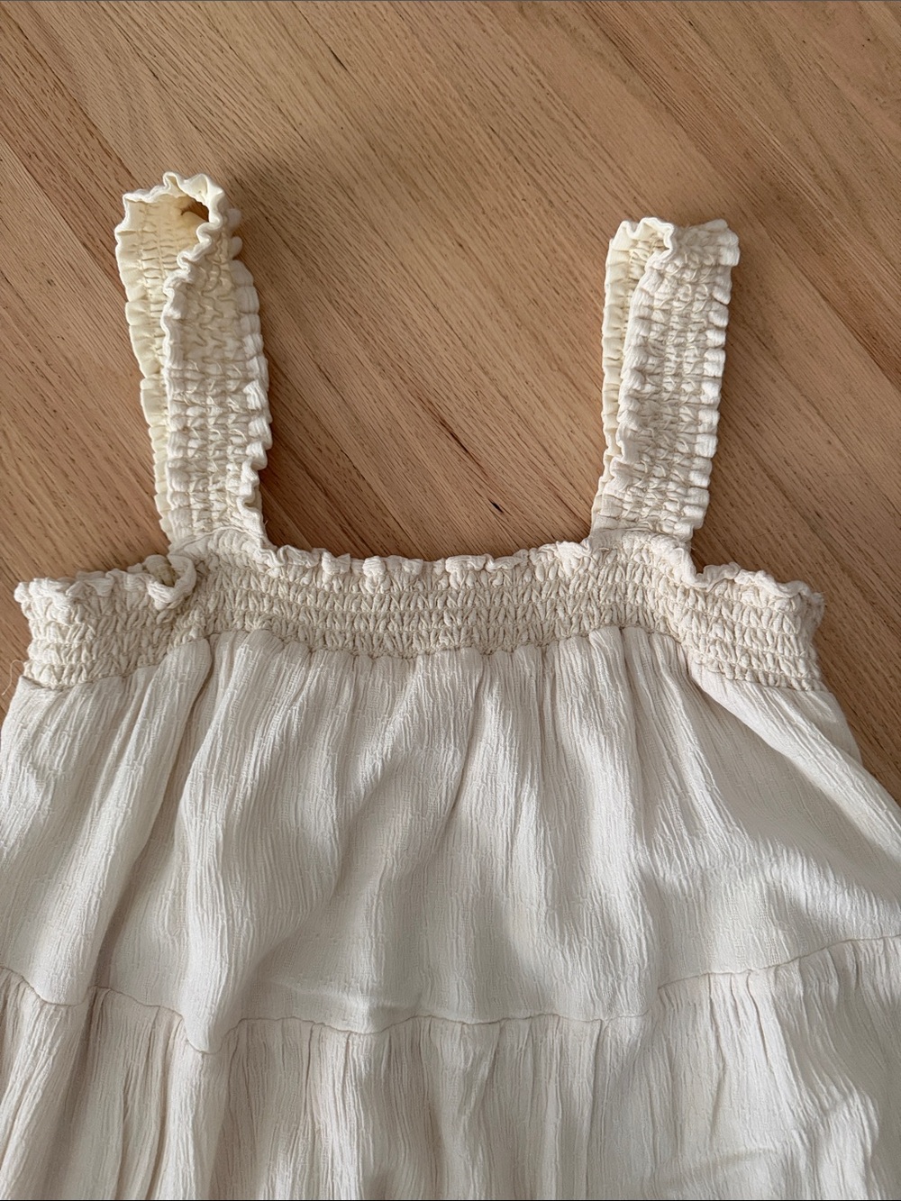 Like New - American Eagle Cream Tiered Sundress with Smocked Straps - Large - Picture 3 of 10
